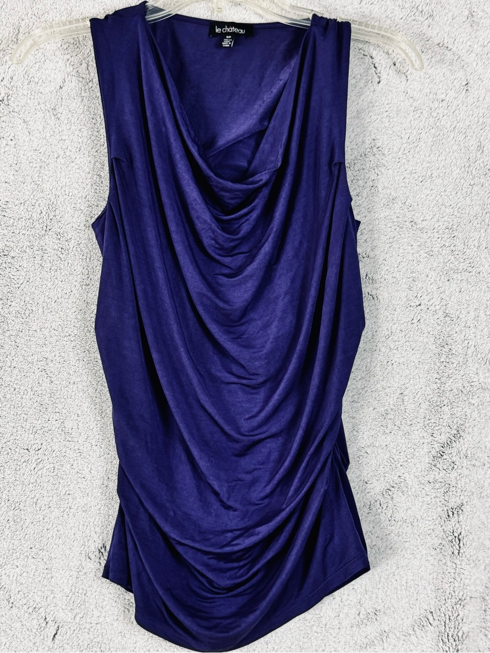 Le Chateau Ruched Sleeveless Purple Top Womens Small Petite - Picture 4 of 9